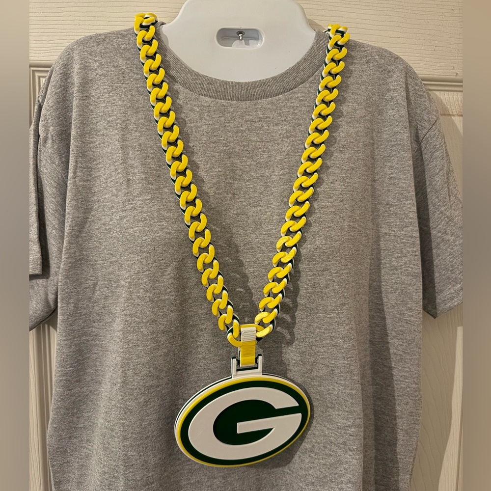 Green Bay Packers with Yellow Chain and Green Pendant